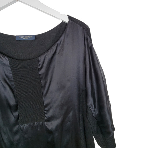 PIAZZA SEMPIONE Black Bateau Neckline Wool Silk Mini Dress - Size M - Picture 7 of 9